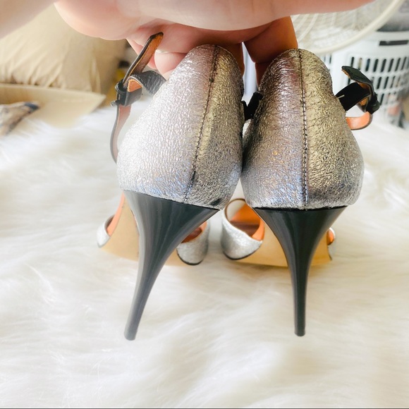 Rebecca Minkoff Cracked Leather Silver Heels - Picture 7 of 8